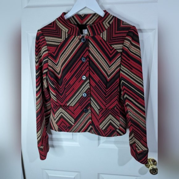 Eci red & gold brown button front jacket size 8 - Picture 6 of 8